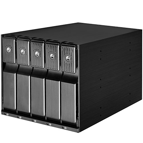 SilverStone Technology SST-FS305-12G - Marco de Aluminio para Discos Duros de 3 x 5,25 Pulgadas SAS-12G/SATA-6G o SSD con Cerradura de Metal en Cada Puerta de Entrada, Color Negro