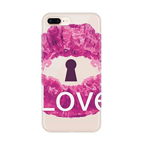 DIYthinker Caso Plus día de San Valentín Rosada del Labio Ojo de la Cerradura del Amor de Apple iPhone 7/8 Plus Caja del teléfono Flexible TPU Cubierta Transparente Regalo iPhone 7/8