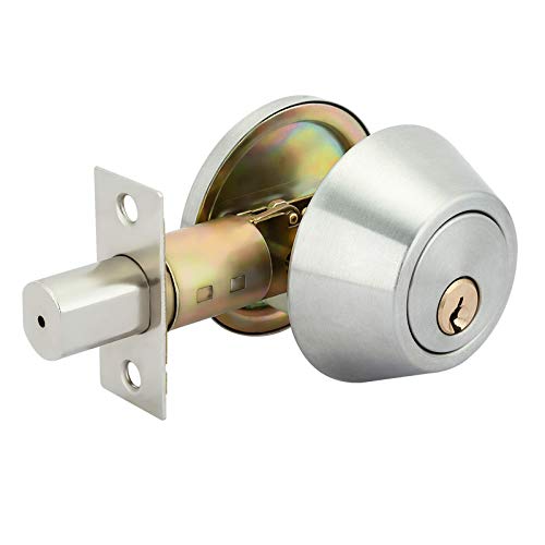 LESOLEIL Cerradura de Puerta de Acero Inoxidable, Cerradura de Seguridad Cilindro Bloqueo con Llave para Puertas Exteriores Interiores de Dormitorio, Cocina, Cuarto de Baño - Plata