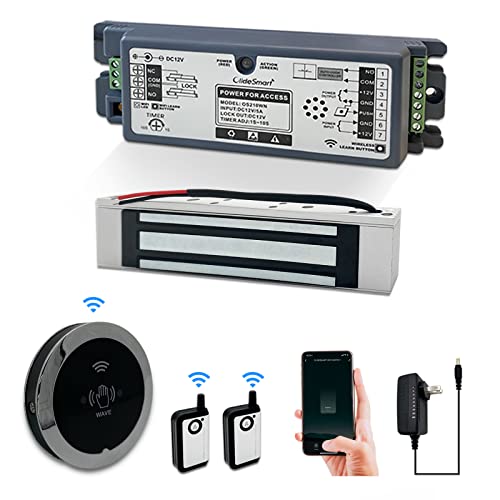 Olide Control de acceso WiFi de 2.4 GHz, sistema de bloqueo magnético eléctrico de 370 libras, con sensor sin contacto, onda para abrir o control remoto o control de voz