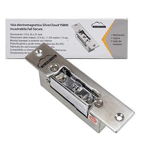 SilverCloud 3898 Cerradura electromagnética YS800 Recargable, Fail Secure NO, 12 V, Plata