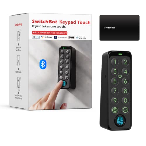 SwitchBot Smart Keypad Touch para SwitchBot Smart Door Lock, entrada sin llave por huella dactilar, IP65 resistente al agua, soporta contraseñas virtuales para la seguridad del hogar