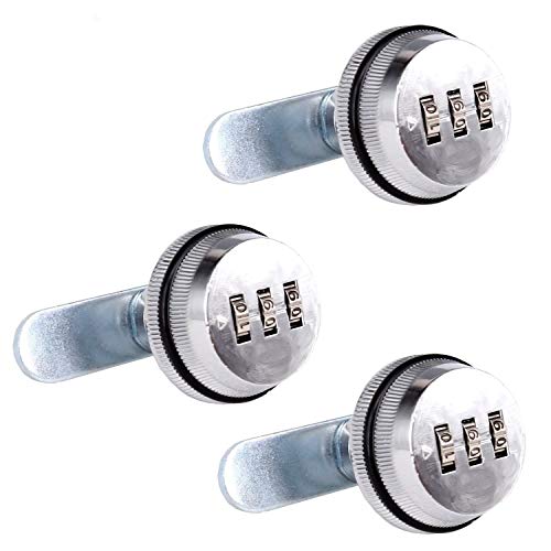 Spotact Combinacion Cam Lock Cerraduras de Seguridad Cromo Brillante Generador Cerradura Codificada Para Caja de Aleacion de Zinc Gabinete (3 Paquete-2cm)