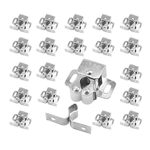 LOOTICH Acero Doble Rodillo Pestillo de Glope Cierres para Puerta de Armario Cocina Casa y Muebles Baño Cerradura de Captura de Puertas (20 Pcs)