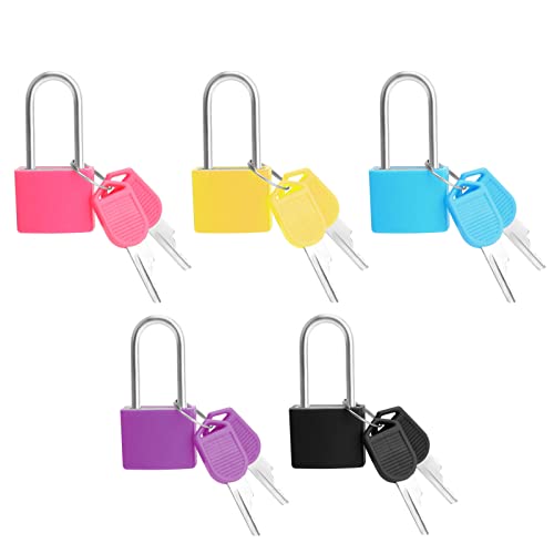 Yuehuabao 5Pcs Candado Colores Pequeños de Latón Mini Candado con 2 Llaves Cerradura de Seguridad para Equipaje Maleta Viaje y Mochila(5 Colores, 4.5 * 2.2 * 1cm)