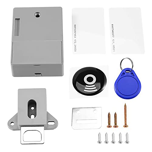 Liseng Kit de cerradura electrónica de apertura libre RFID invisible, cerraduras de gabinete de bricolaje digitales de inducción inteligente para gabinete de dos puertas, casillero, cajón