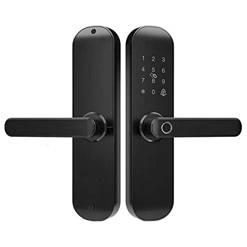 Cerradura de puerta inteligente WiFi Bluetooth Cerradura electrónica digital de huellas dactilares a prueba de agua con Alexa Google Home TTLOCK APP 18M (variante opcional) (Color : Noir, Size : 22X