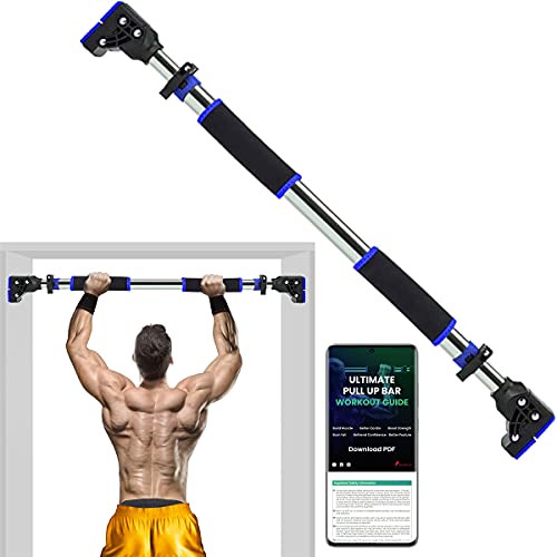 ROMIX Barra de Dominadas, Ajustable Resistente Sin Tornillos Puerta Marco Barra de Tracción con Seguridad Cerradura, Multifuncional Casa Gimnasio Ejercicio Equipo para Entrenamiento Fitness Chin Up