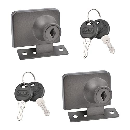 UFURMATE Cerradura de gabinete de cristal, 2 piezas de aleación de zinc doble cerradura de puerta de vidrio con llave similar, para puerta de gabinete de vidrio de 3 a 7 mm de grosor (gris-negro)