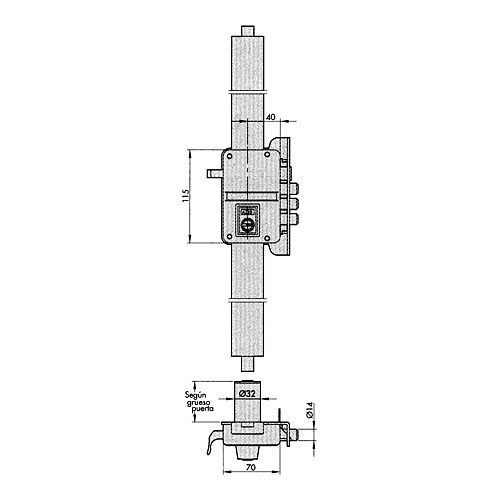 Yale-azbe - Cerradura seguridad 9 cilindrico hs3 puerta 45mm derecha laton