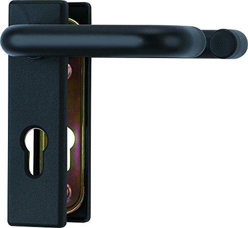 ABUS Racor KFG para puertas de protección contra incendios, con asa en ambos lados, placa de cubierta corta y con bordes, 21523, negra