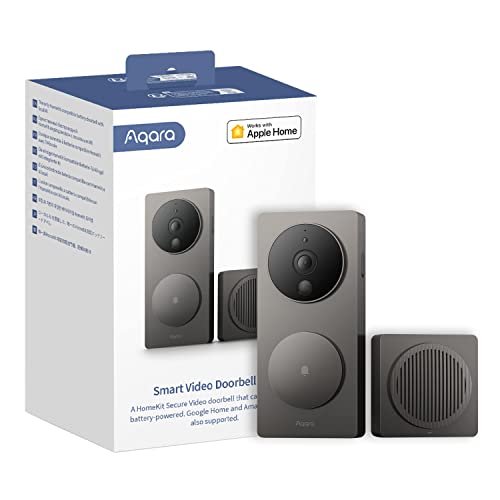 Aqara Timbre de Vídeo G4 (Timbre Incluido), Cámara de HomeKit Secure Video FHD 1080p, Reconocimiento Facial Local y Automatizaciones, Inalámbrico o con Cable, Soporta Apple Home, Alexa, Google, Gris