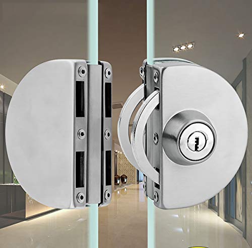 Qrity Cerradura de Puerta de Vidrio, Cerradura de Seguridad Antirrobo de Puerta de Vidrio de Acero Inoxidable de 10 ~ 12 mm con Llaves para Oficina, Hogar, Baño