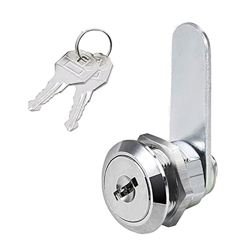 KOOKZ Cerradura para buzón, 16 mm, cerradura para puerta de trabajo, cilindro de palanca de cilindro, cerradura para buzón con 2 llaves Plata