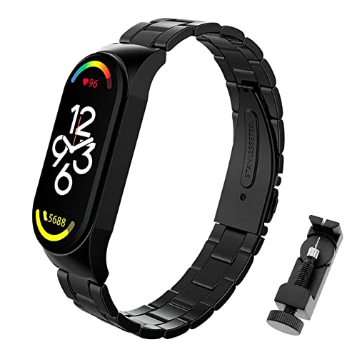 BDIG Correa Compatible para Xiaomi Mi Band 7 Correas Metal, MiBand 7 Pulsera de Acero Inoxidable Agradable para Mi Smart Band 7 Correa (No Host)