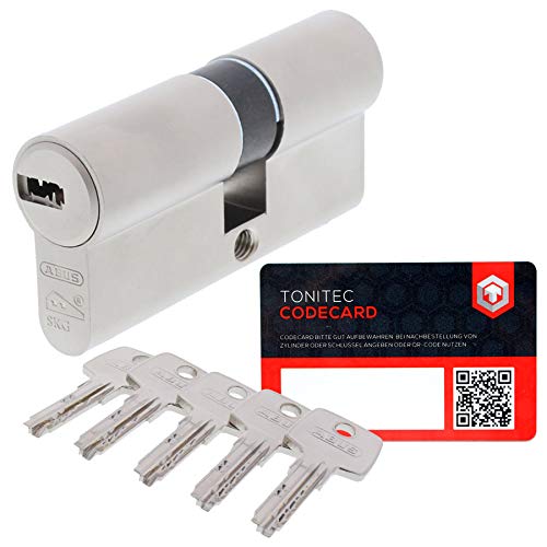 ABUS Cilindro de cerradura, cilindro para puertas, EC550 EC 550 VS, diferentes cerraduras, incluye 5 llaves diferentes, incluye ToniTec CodeCard