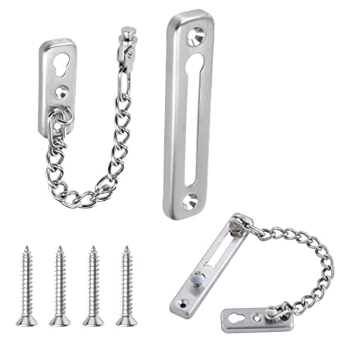 Seguridad Cerradura De Cadena De Puerta, Cadena De Puerta Antirrobo de Acero Inoxidable, Cadena de Protección de Pestillo de Puerta, con 4 Tornillos, para Puerta Interior y Seguridad del Hogar, Plata