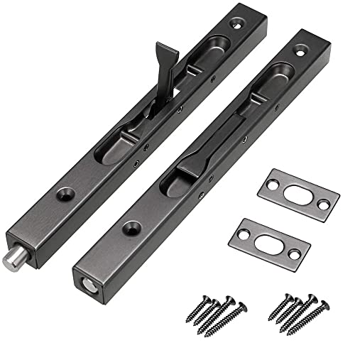 Ianulus 2 Piezas Cerrojo de Puerta de Acero Inoxidable, Pestillo de Puerta Oculto, Cerradura de Puerta Oculta, Perno de Puerta Oculto de Acero Inoxidable para Puertas Compuestas, Puertas Dobles(Negro)