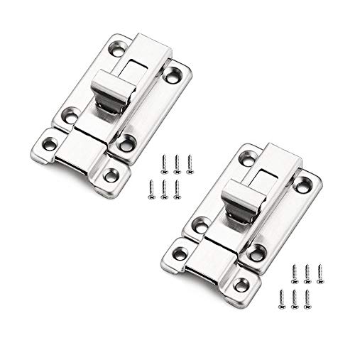 Cerradura de puerta corredera de 2 piezas de 2 pulgadas hecha de acero inoxidable utilizada para cerradura de perno deslizante para puerta exterior de baño, dormitorio, puerta interior, plata, DV0113