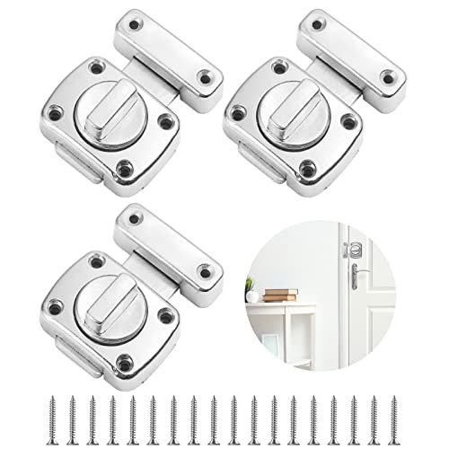 Pestillo Puerta Interior,Forreen 3 Pcs Cerradura de Puerta Pequeña Aleación de Zinc Fuerte Cerrojo Puerta con Tornillos para Puerta Ventana Gabinete Baño (Plata)