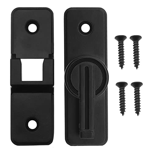 Herrajes de pestillo puerta de granero de 90 grados antirrobo pestillo de cerradura de puerta corredera pestillo de puerta resistente para puertas de madera, cuarto de baño con tornillos, negro