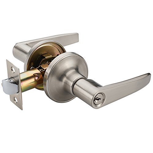 HENYIN Cerradura de puerta con llave de palanca de onda/perilla de puerta Hardware manija de onda y armario Lockset (802-ET)