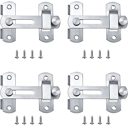 Lxoraziy 4 Piezas Cerrojo de Puerta, Cerradura de Puerta Engrosada, Seguridad Pestillo, Cerradurade Puerta de Acero Inoxidable, para Puerta Armario Ventana Gabinete