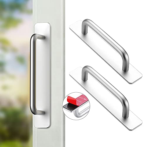 LYCXAMES 2 Piezas Tiradores Autoadhesivos para Muebles,147 mm Tirador de Armario de Aluminio,Dormitorios Manija Autoadhesiva para Puerta y Ventana Baños Tiradores Para Cocina Muebles de Cocina