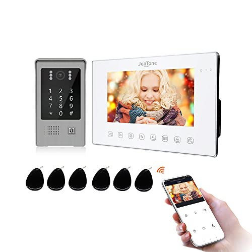 JeaTone Videoportero Wifi Sistema de intercomunicación,Portero automatico con camara,Desbloqueo de Contraseña/Tarjeta RFID,Detección móvil,TuyaSmart App,Visión Nocturna,IP65 Impermeable