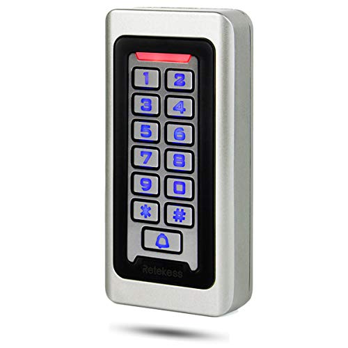 Retekess T-AC03 Control de Acceso Puerta, Teclado Acceso Impermeable IP68, Teclado Táctil Proximidad para RFID Sistema de Control de Acceso 125KHz Retroiluminación 2000 ID Wigan 26 Garaje Departamento