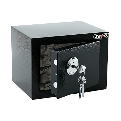 ZENO Caja fuerte pequeña con llaves | Caja de seguridad de alta seguridad | Caja fuerte con cerradura de acero | Caja de almacenamiento de dinero en efectivo con 3 llaves