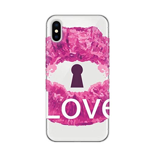 DIYthinker TPU del día de San Valentín Rosada del Labio Ojo de la Cerradura del Amor de Apple iPhone X Caja del teléfono Suave Flexible Regalo Delgado Cubierta Transparente