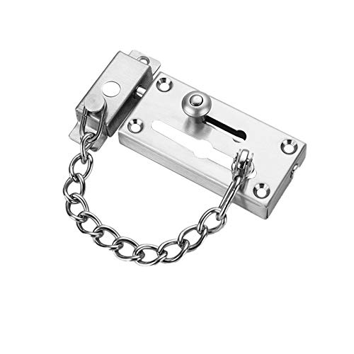 LAITER 1pcs Cadena de Puerta de Seguridad de Acero Inoxidable 201 Acabado Cepillado Color Plata con Cerrojo Deslizante con Tornillos para Puertas Interiores Puerta Madera Metal para el Hogar Niños