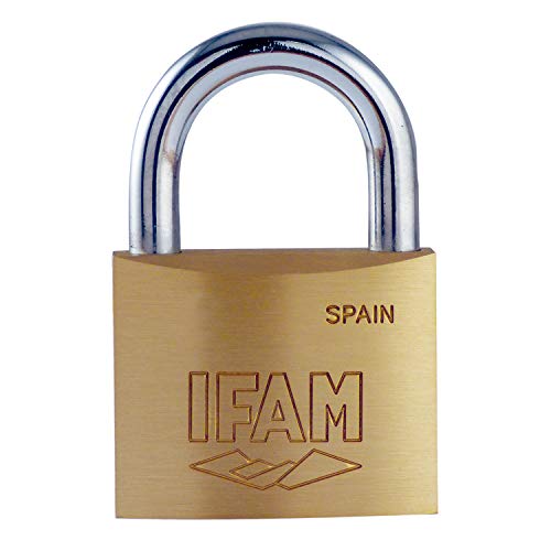 IFAM Candado Serie K, Modelo K40, Arco Normal, 40mm, De Latón, Con Llave, Apto para Interiores y Exteriores, Para taquillas de Gimnasio, Puertas, Armarios, Cajones, Maletas o Mochilas