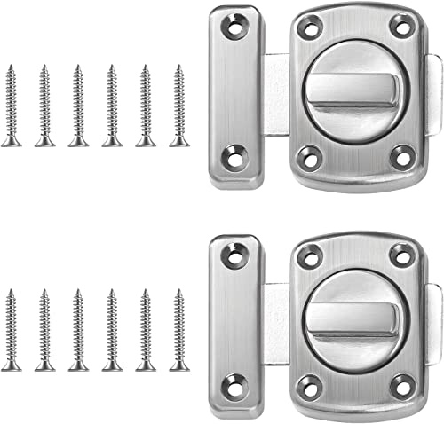 Pestillo Puerta,2 Piezas Cerradura Giratoria Cerradura de Puerta con Tornillos para Puerta de Baño,Armario de Puerta-Silver