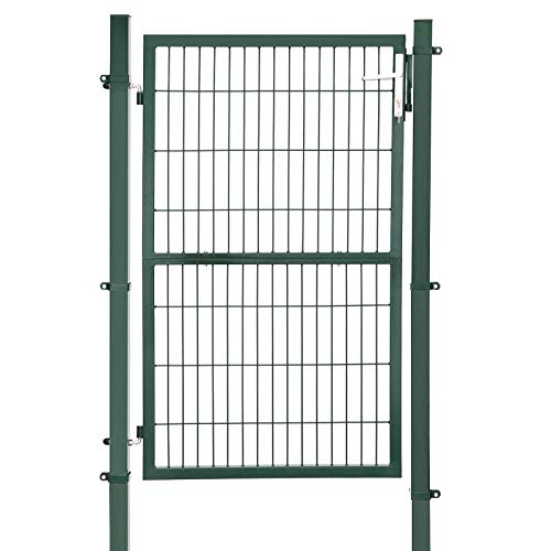 SONGMICS GGD200L - Puerta de jardín (Acero galvanizado, Puerta de jardín, Cerradura de Calidad, pomo y Llave, 106 x 150 cm), Color Verde