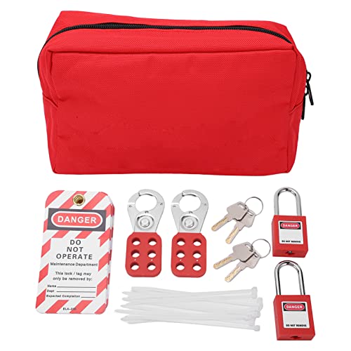 Kit Lockout Tagout Kit Eléctrico Loto con Candados de Seguridad Cerrojos Etiquetas Loto Bolsa para Llaves para Cerradura Productos Marcados Resistente a la Corrosión Altas Temperaturas Equipos de Segu