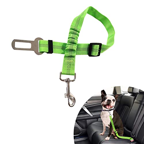 Cinturón Perro Coche con Elástico y Fuerte mosquetón, Cinturón Seguridad Perros Nylon Ajustable para Mascotas y Accesorio de Barra de Cierre con mosquetón Giratorio con Cerradura