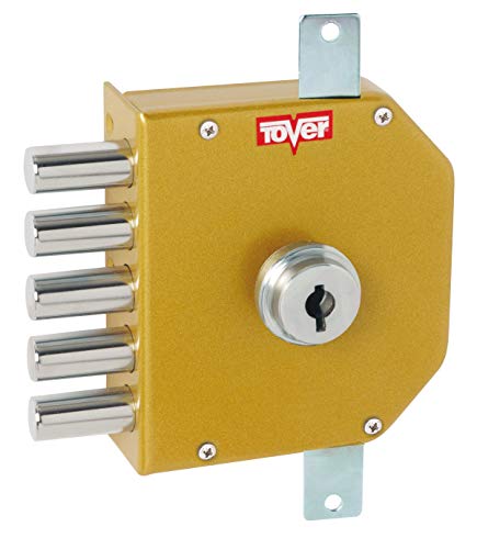 Tover 8001P, Cerradura seguridad 3P c/barras cierre interior T2 c/llave izqda. esm.oro