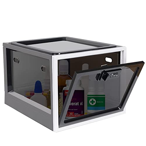 Gemaxvoled Caja con cerradura, caja de bloqueo para medicamentos, bloqueable almacenamiento contenedor organizador caja para refrigerador, tableta, seguridad en el hogar