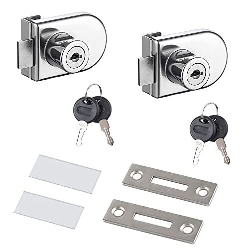 2 Pedazo Cerradura De Puerta De Vitrina, Cerradura Para Puerta De Cristal, Cristal Cerradur De Seguridad, Gabinete Cerraduras Vitrina, Para Casas Unifamiliares, Puertas Batientes, Vitrinas