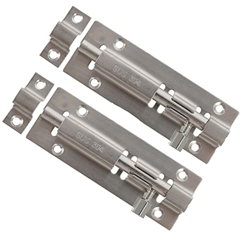 Angoily 2 Piezas de Perno de Acero Inoxidable para Puerta Cerradura de Barril Cerradura de Barril Cerradura de Seguridad Cerradura de Superficie Deslizante Cerradura de Refuerzo para Casa