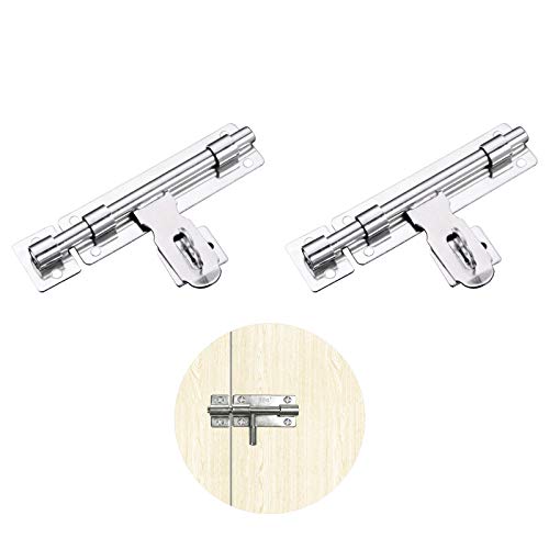 2 Piezas Cerrojo de Acero Inoxidable para Puerta con Cerradura y Orificio para Candado, Pernos de Puerta Bolt Latch Puerta Cerraduras, para Baño, Cobertizo, Dormitorio, Todo Tipo de Puertas Internas