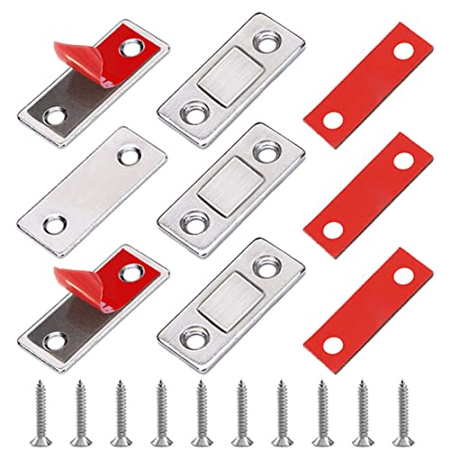 YUUSIKCO Paquete De 3 Imanes Autoadhesivos Delgados Para Puertas, Cerraduras Magnéticas Para Puertas Correderas, Imanes Para Puertas De Gabinetes Para Muebles, Cajones, Guardarropas