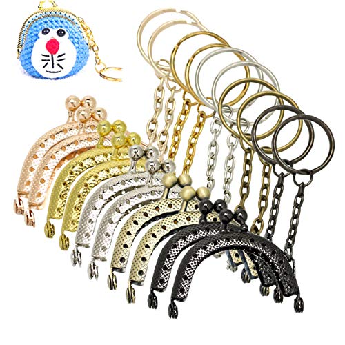 Zliger 10 Piezas Boquilla para Bolsos Monederos Boquillas Monederos Metalicas Marco Beso Cierre Cerradura Beso Cerradura Monederos Boquilla de Bolso con Llavero para DIY Purse