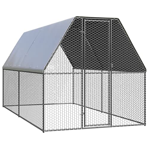 Susany Jaula Gallinero de Exterior con Techo Gallinero para Exterior Gallinero de Malla para Exterior con Puerta con Cerradura de Acero Galvanizado 2x4x2 m