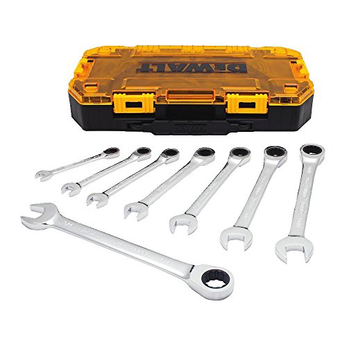 DeWalt Juego de llaves, llave de trinquete combinada SAE, tecnología de par directo, caja con cerradura incluida, 8 piezas (DWMT74733)