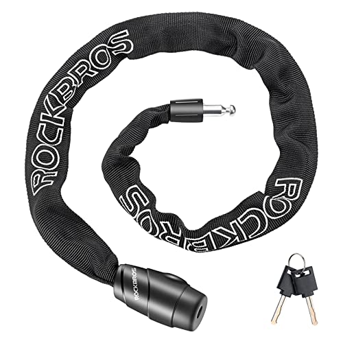 ROCKBROS Candado de Cadena con Llaves Antirrobo, Cerradura de Bloqueo para Bicicleta Alta Seguridad Longitud 95 cm para MTB Moto Puerta Scooter Eléctrico