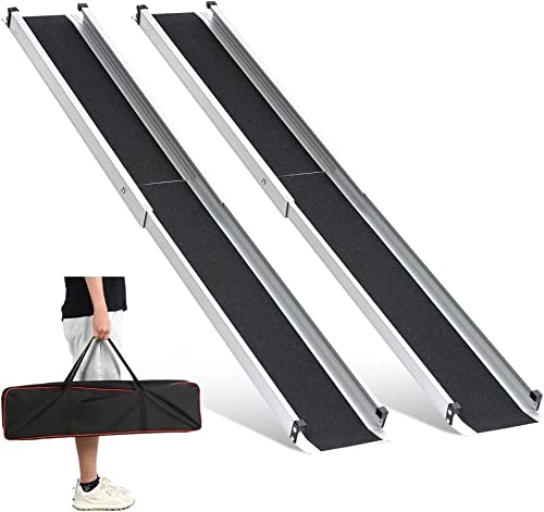 Rampas telescópicas para Silla de Ruedas de 105 a 183 cm, rampa portátil Ajustable para Silla de Ruedas, con cerraduras de Seguridad para escaleras de casa, rampas con Superficie Antideslizante Negra