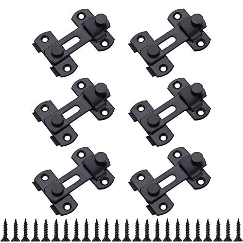 Sixfolo 6 Piezas Pestillo de Puerta Corredera Cerradura de Puerta de Acero Inoxidable Cerrojos y Pestillos Pequeño con 24 Tornillos para Puerta Ventana Armario Granero,Puertas de Mascotas